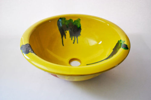 Lavabo cerámica artesanal amarillo