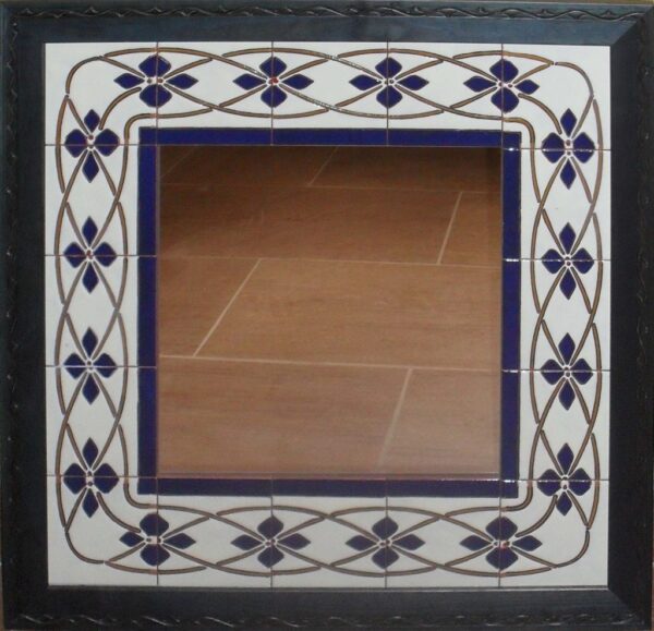Espejo de cerámica greca azul